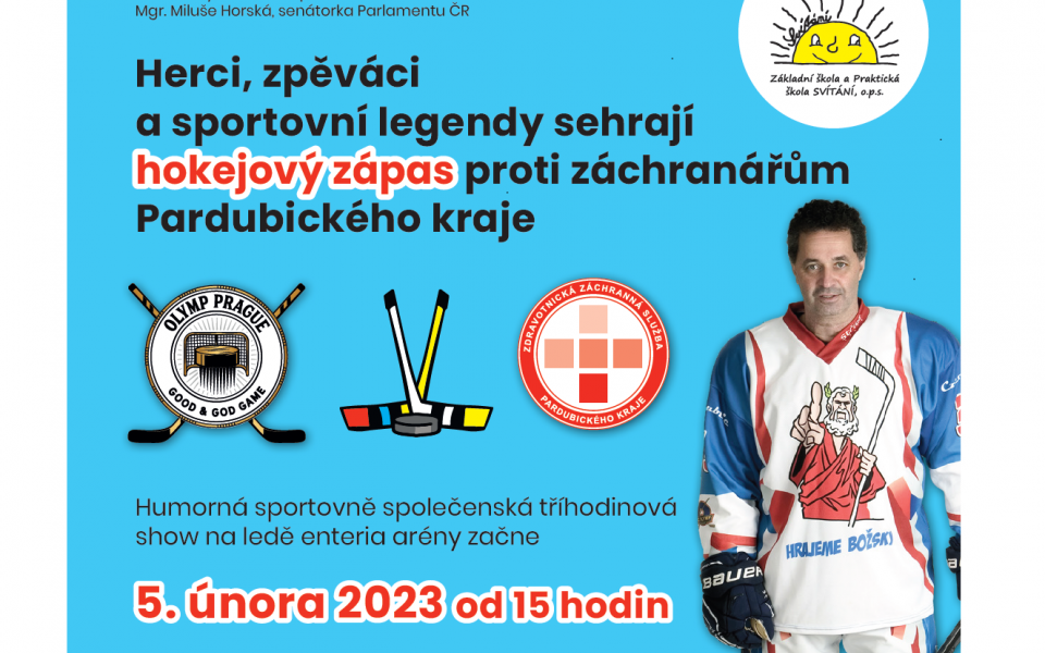 ERA podpořila hokejové utkání hvězd a zdravotníků v pardubické aréně. Výtěžek získalo Svítání